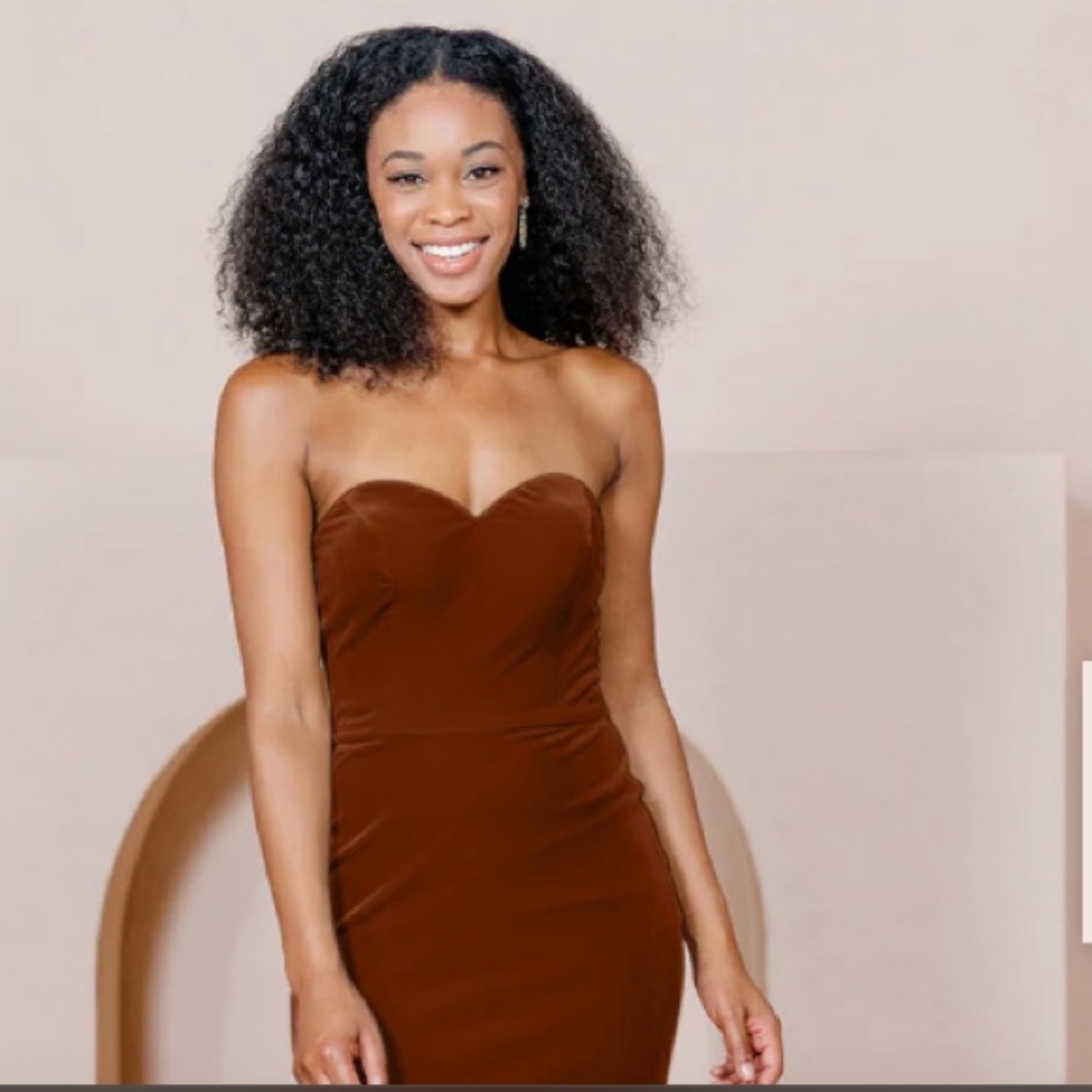 Revelry Quinn Velvet dress
Color rust
